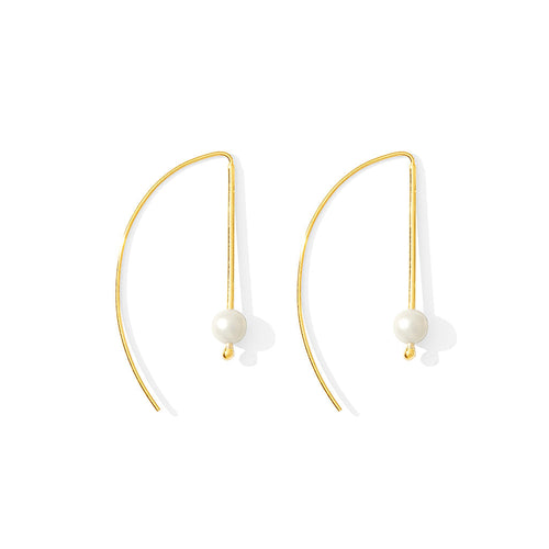 Freshwater Pearl Hook Earrings Gold Plated Recycled Shell Minimalist Jewelry