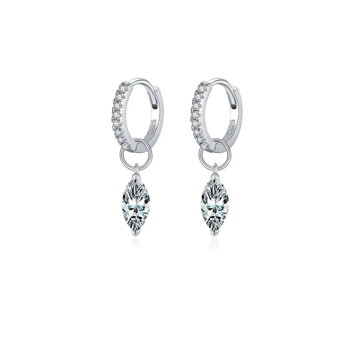 Moissanite 925 Sterling Silver Geometric Hoop Earrings For Women Fine Jewelry